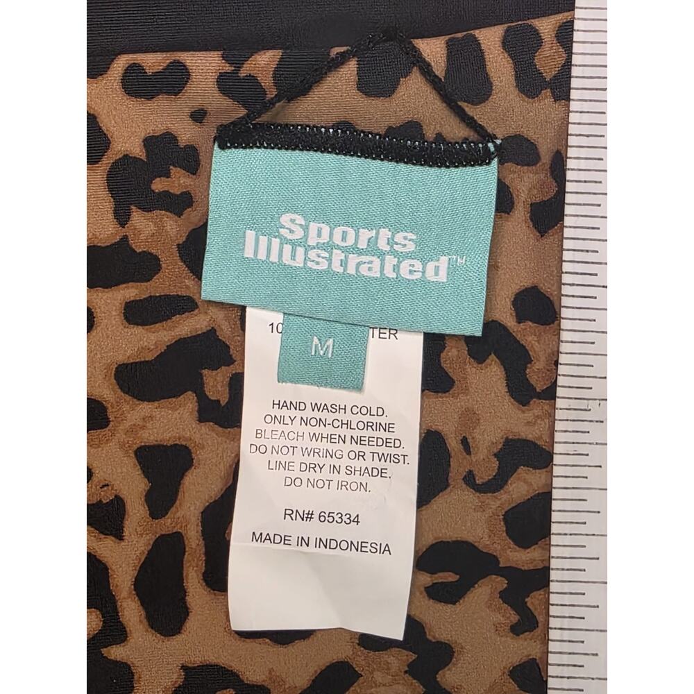 Sports Illustrated Reversible String Tie Side Bikini Bottom Leopard Brown Size M - Picture 3 of 4